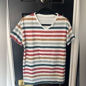 Multicolored Striped V-Neck T-Shirt NWOT